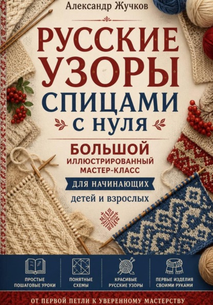 Русские узоры спицами с нуля. Большой иллюстрированный мастер-класс для начинающих детей и взрослых