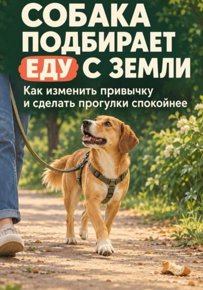 Собака подбирает еду с земли